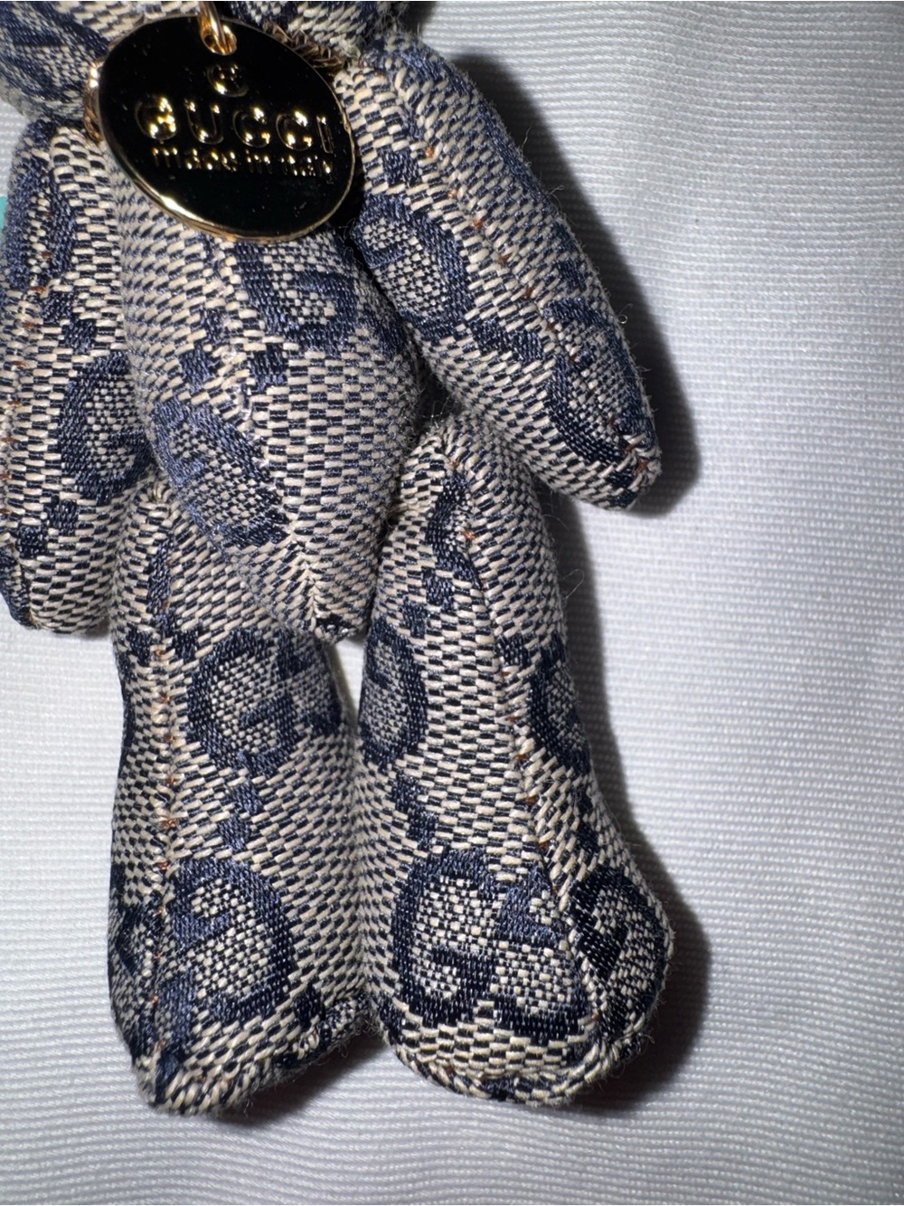 Gucci Navy & Beige Teddy Bear Keychain - Designer Charm - Picture 3 of 8